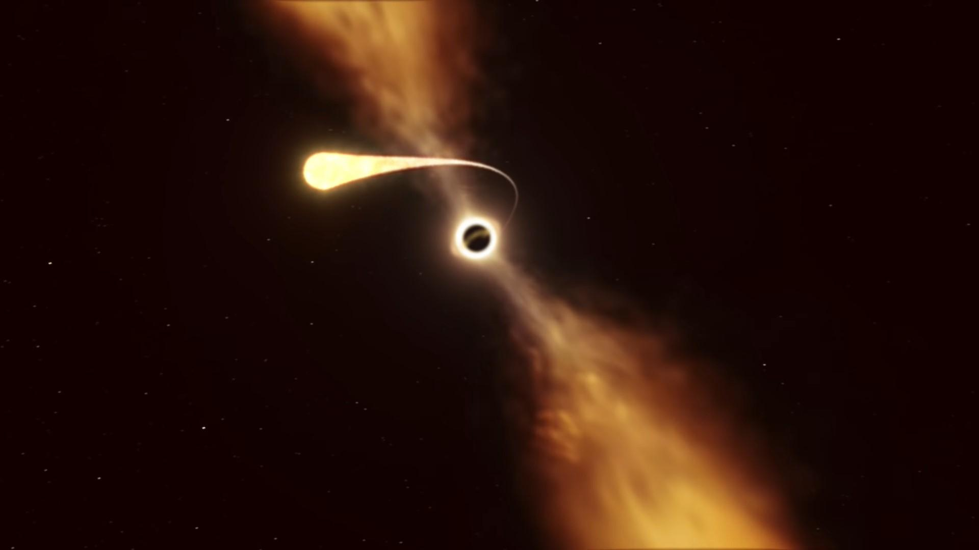 Астрономи показали гігантську чорну діру, що поглинає зірку: відео