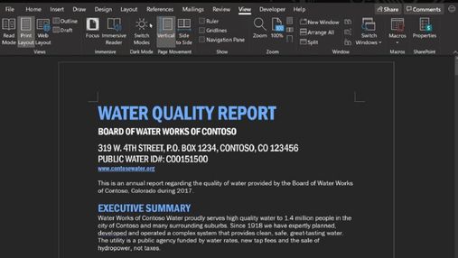 Microsoft тестує нічний режим у текстовому редакторі Word Microsoft тестує нічний режим у текстовому редакторі Word