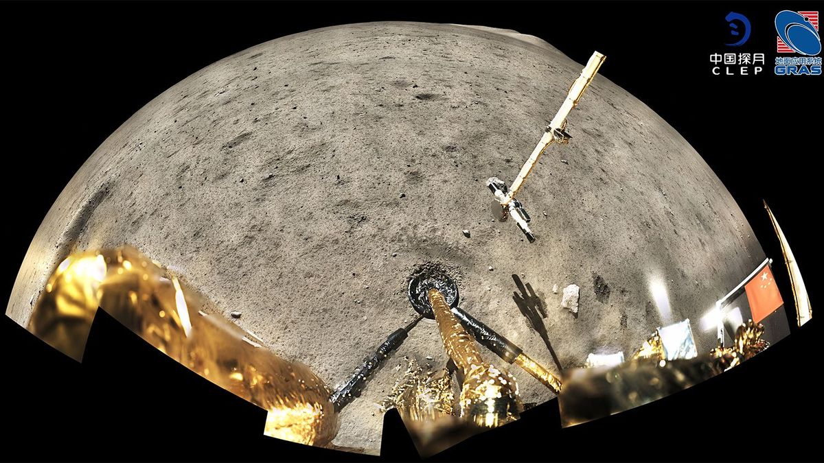 Спусковий модуль Chang'e 5 на місяці Спусковий модуль Chang'e 5 на місяці