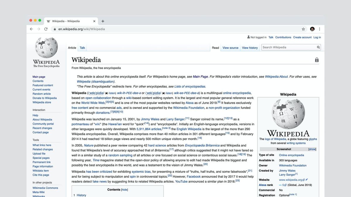 В работе интернет-энциклопедии Wikipedia произошел сбой