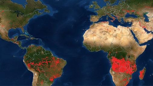 П'ять із шести континентів – у вогні: у NASA показали шокуючу карту пожеж