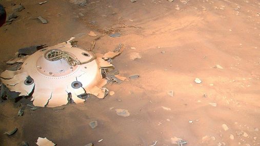 Марсіанський вертоліт Ingenuity надіслав фото посадкового модуля та парашута Perseverance
